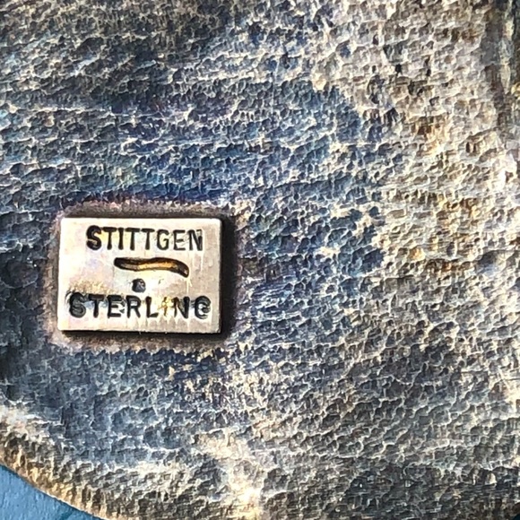 Stittgen brutalist sterling silver and gemstone brooch - Picture 3 of 6